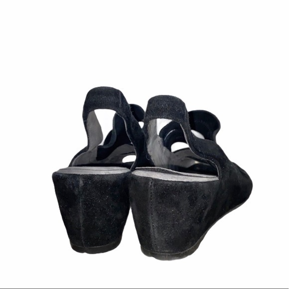 Stuart Weitzman‎ Spando Black Suede Slingback Wedge Heels - Picture 9 of 14